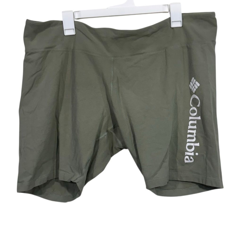 Columbia Olive Green Plus Size Fitted Biker Shorts
